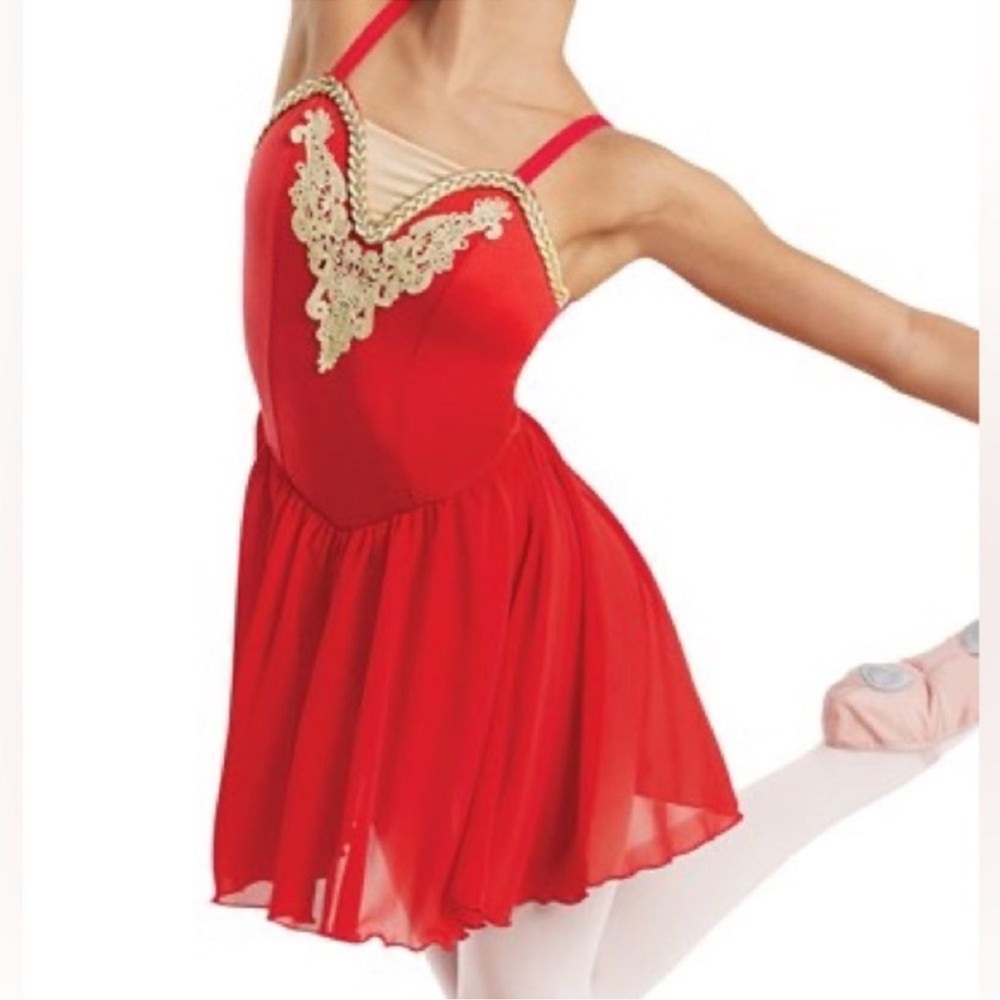 WEISSMAN Dance Costume ballet lyrical ESMERALDA
10922 red gold Size SA